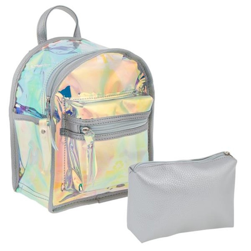 Ghiozdan Glossy, holografic, gentuta inclusa, 22x17x11 cm - imagine 8
